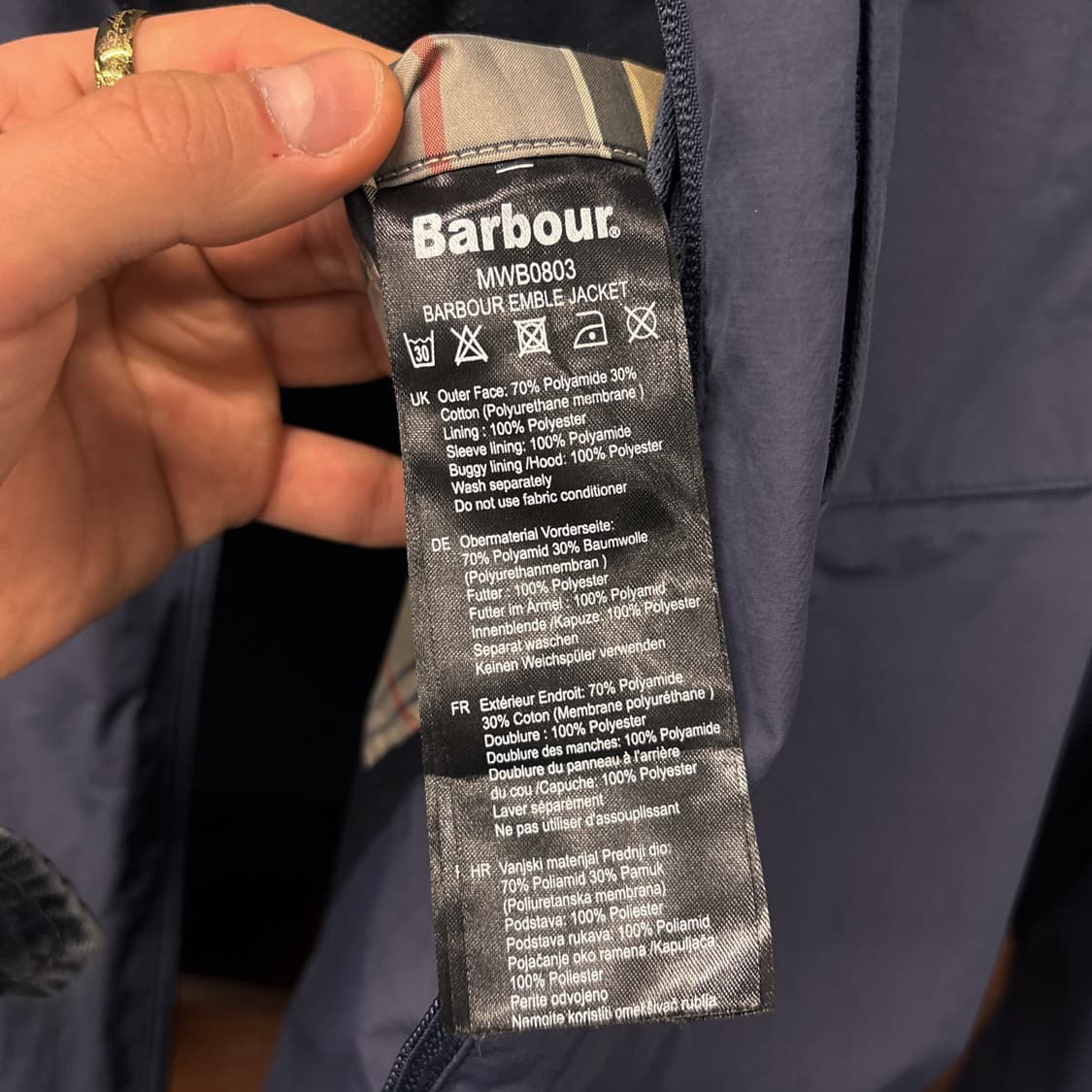 바버 엠블 유틸리티 시티포켓 워터프루프 자켓 잉키블루 N968 상품이미지10