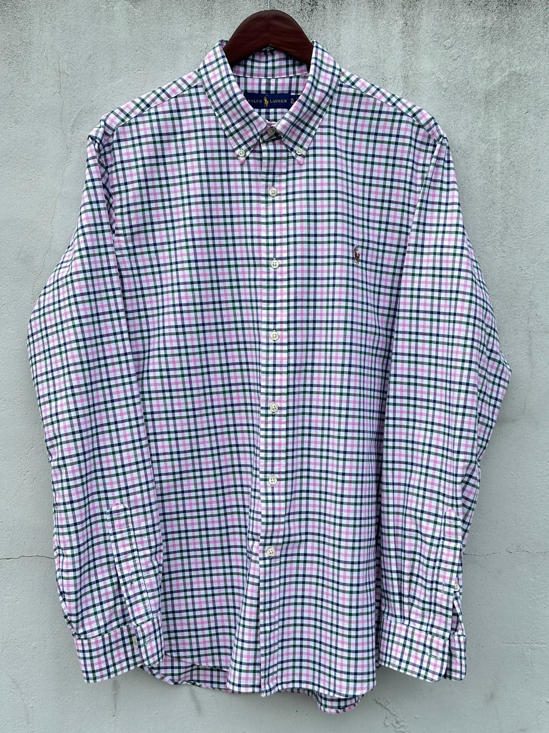 [2XL] 폴로 랄프로렌 핑크 그린퍼플 체크 옥스포드 셔츠 상품이미지1