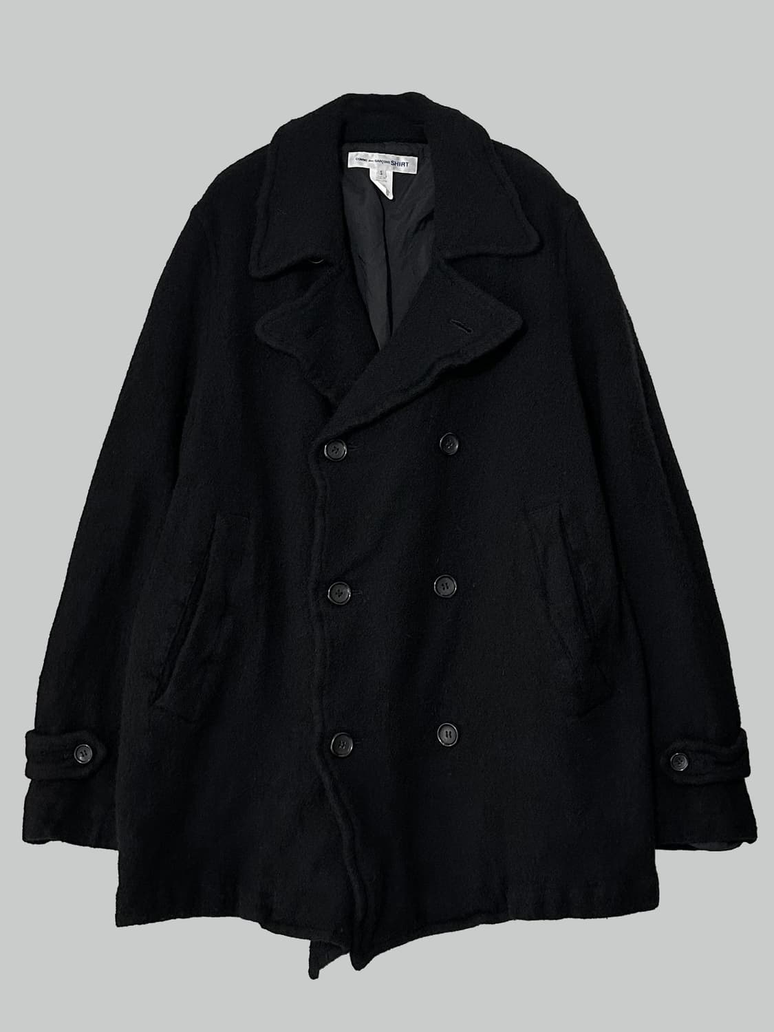 꼼데가르송 셔츠 축융 울 피코트 블랙 상품이미지3