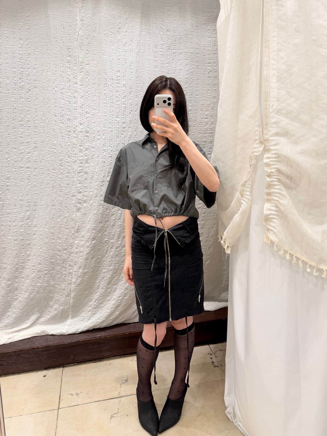 Zip-up shirring midi skirt 상품이미지8