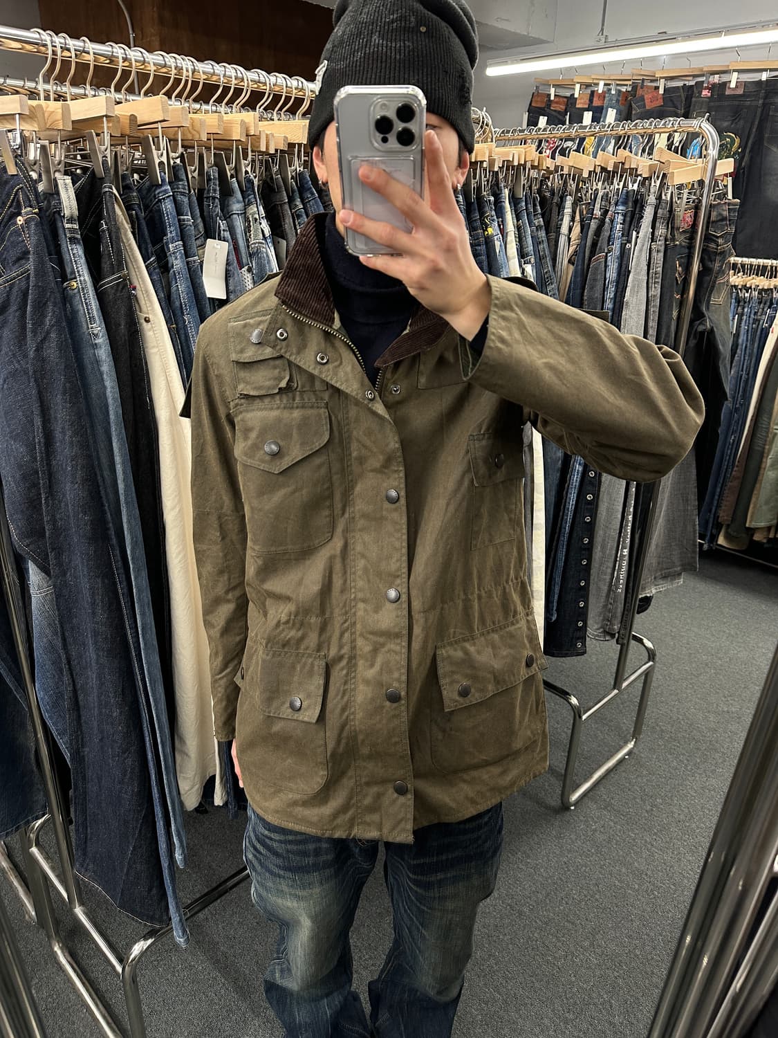 바버 유니온잭 그린 왁스자켓  상품이미지2