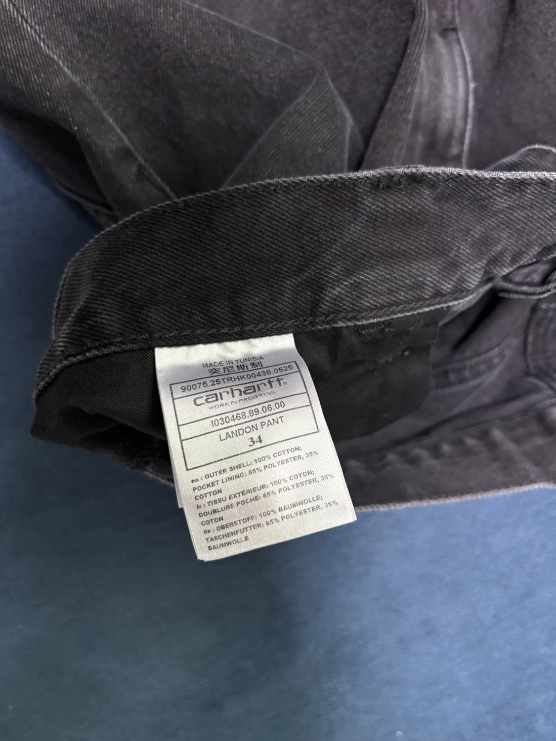 칼하트 윕 랜든 팬츠 로버트슨 블랙 스톤 워시드 상품이미지5