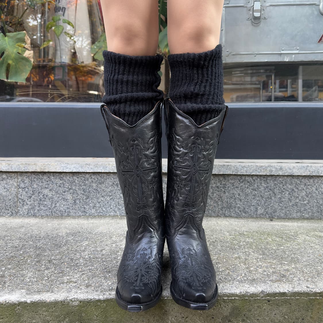 00s 블랙 자수 서클 G 바이 코랄 웨스턴 부츠 상품이미지9