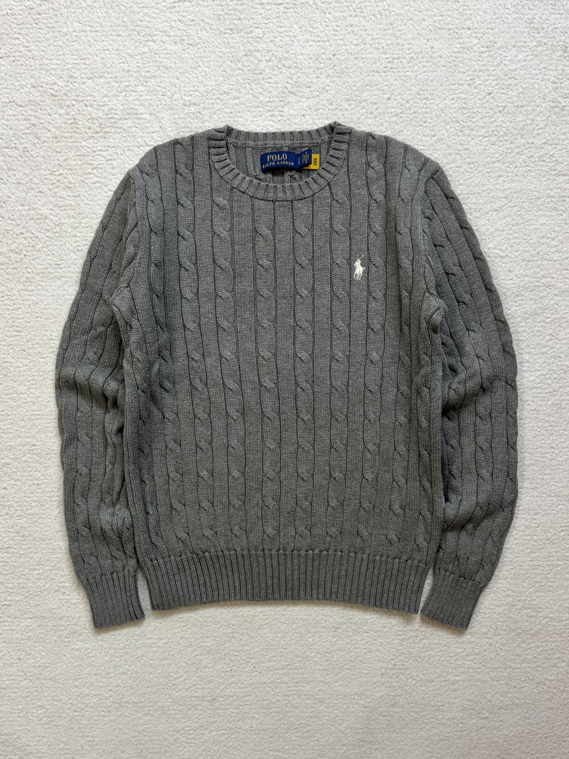 QR 폴로 그레이 케이블 니트 상품이미지2