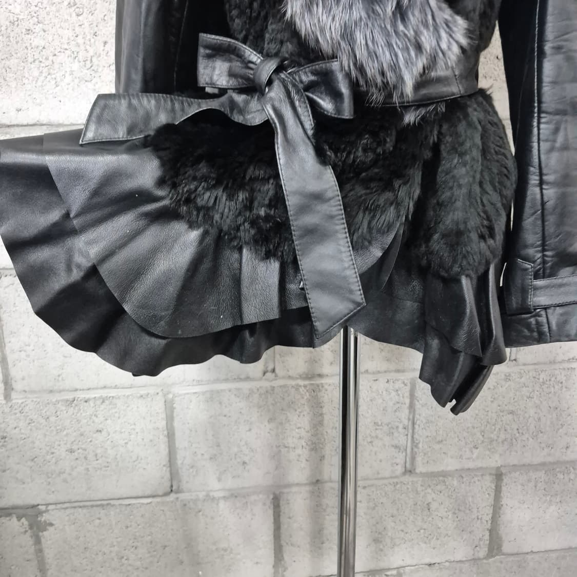 폭스렉스배색 빈티지가죽프릴자켓 상품이미지4