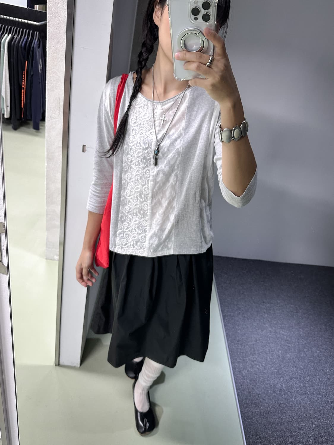 mix lace pannel top 상품이미지5