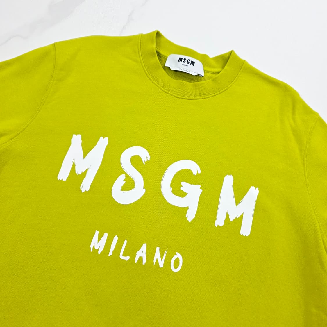 [정품/S] MSGM 밀라노 브러쉬드 로고 맨투맨 라임그린 95 상품이미지6