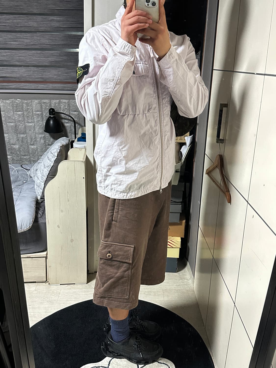 (백화점판)스톤아일랜드 워시드 캔버스 오버셔츠 자켓 핑크L 상품이미지1