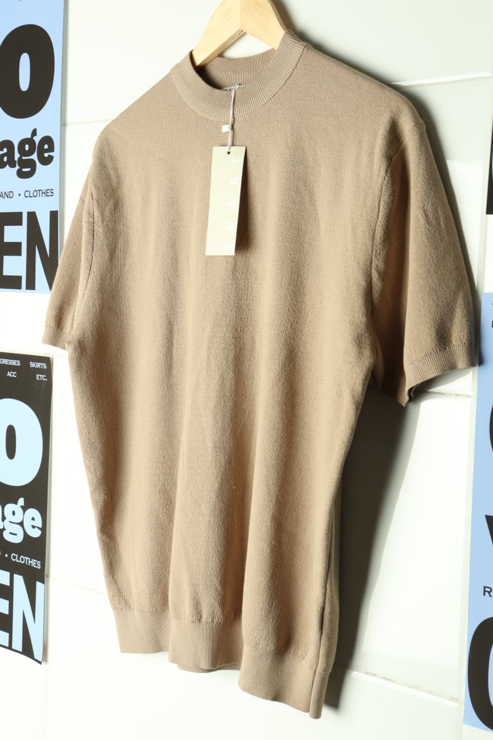 (L-XL) 수아레 반팔 티셔츠 니트 베이지 새상품-7AFD 상품이미지1