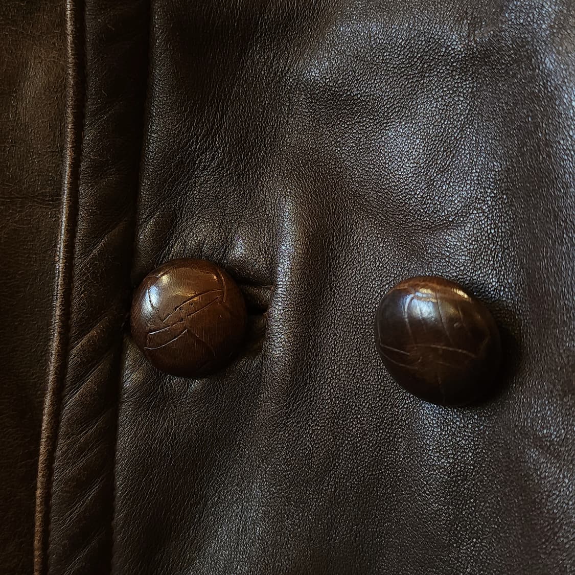 80s 프렌치 레더 카코트 카우하이드 반스토머 양털 랜치 코트 L 상품이미지5