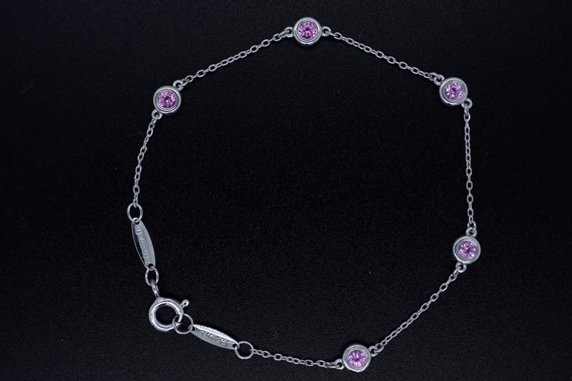 티파니앤코 팔찌 바이더야드 5포인트 핑크 사파이어 실버 팔찌 1.7g 상품이미지2