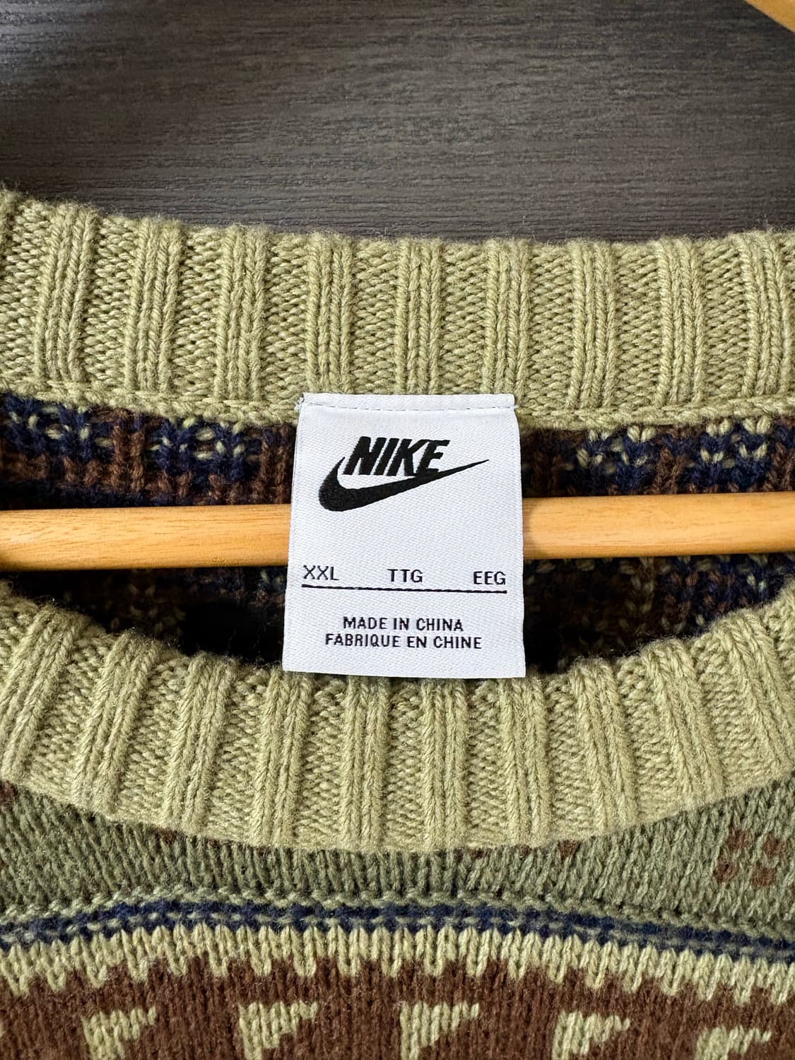 2XL - 나이키 라이프 페어 아일 스우시 스웨터 뉴트럴 올리브  상품이미지3