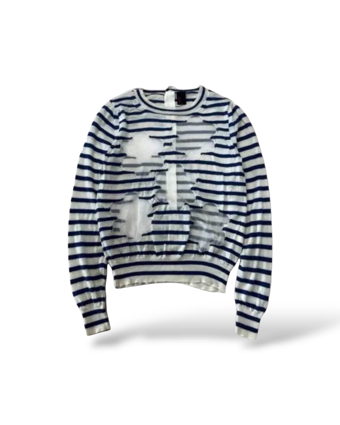 (rare) 꼼데가르송 플라워 메쉬 백버튼 스트라이프 가디건 상품이미지1