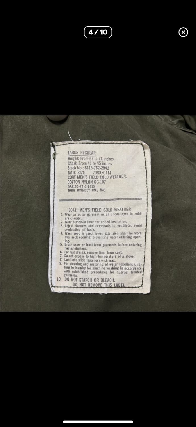 M65 필드자켓 오리지널(L-R) 상품이미지5