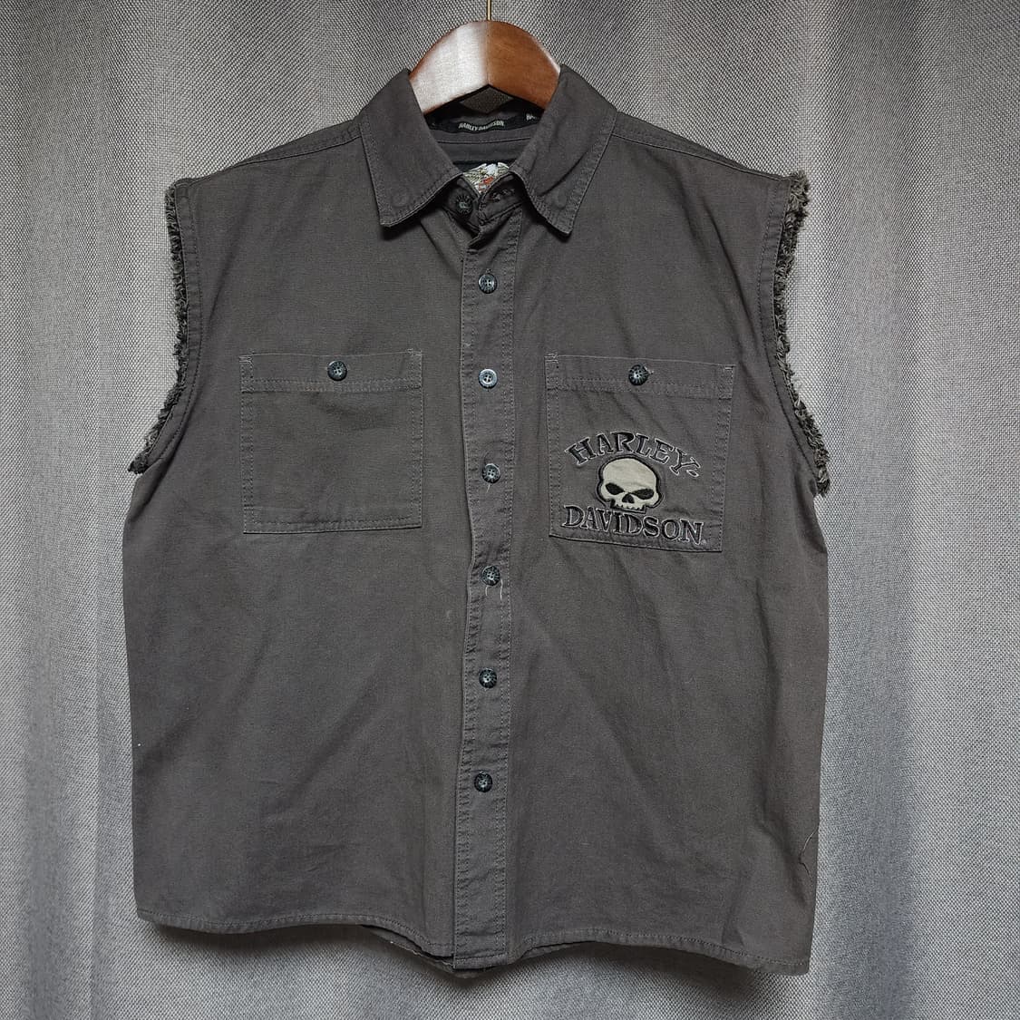 10's 빈티지 할리데이비슨 바이커 조끼 베스트 셔츠 자켓 상품이미지3