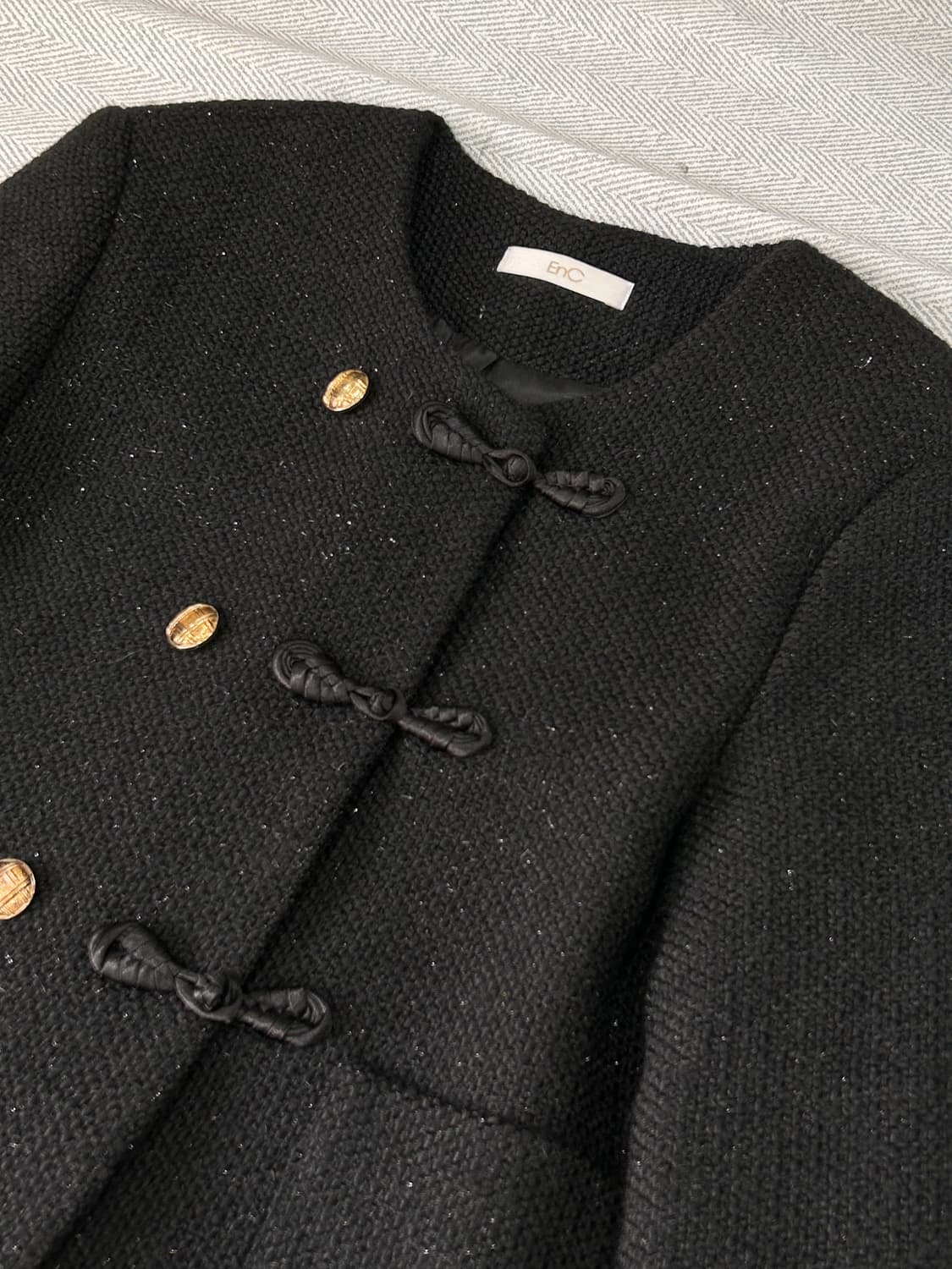 EnC 블랙 트위드 금장 버튼 자켓 F 상품이미지10