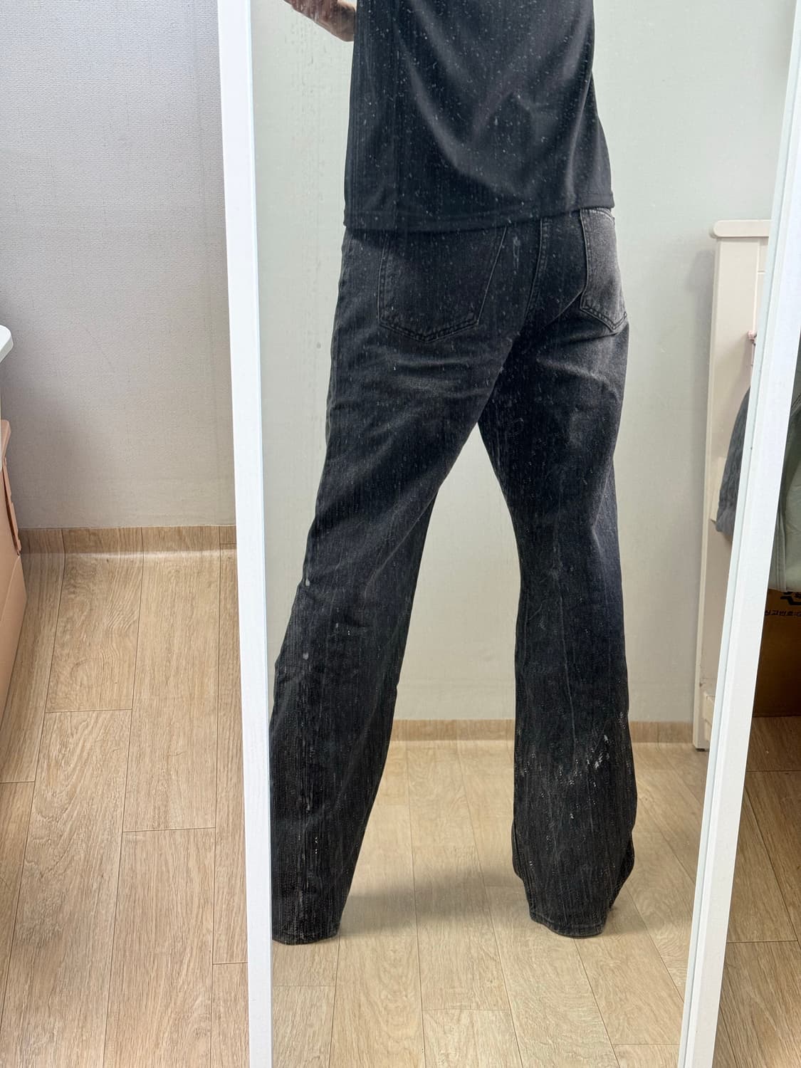 블랙 워싱 데님 흑청바지 32 상품이미지7