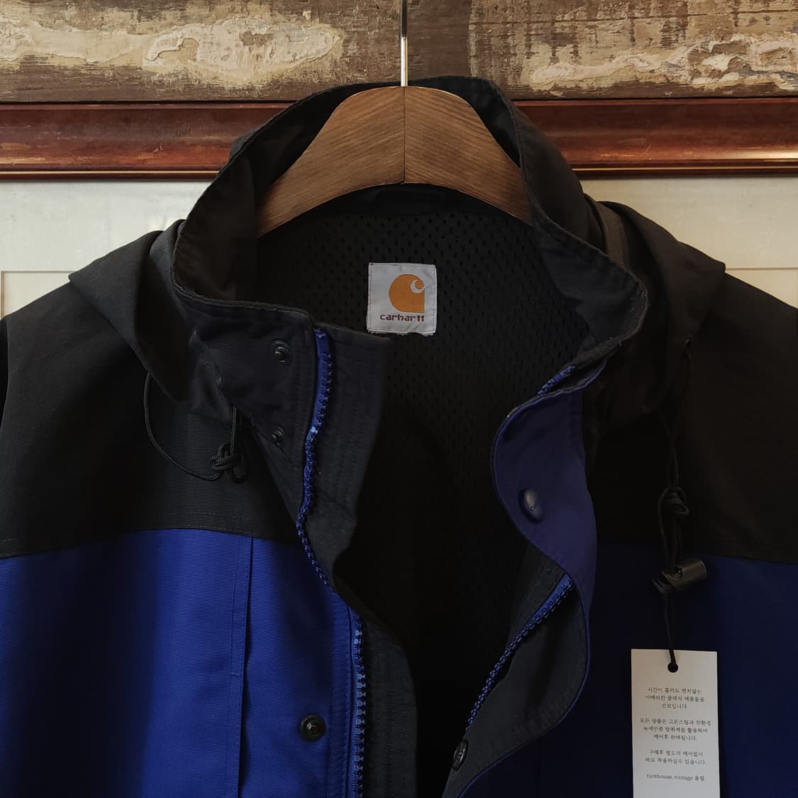 00s 칼하트 마운틴 파카 엔지니어드 블루 블랙 후드점퍼 워크자켓 L 상품이미지3
