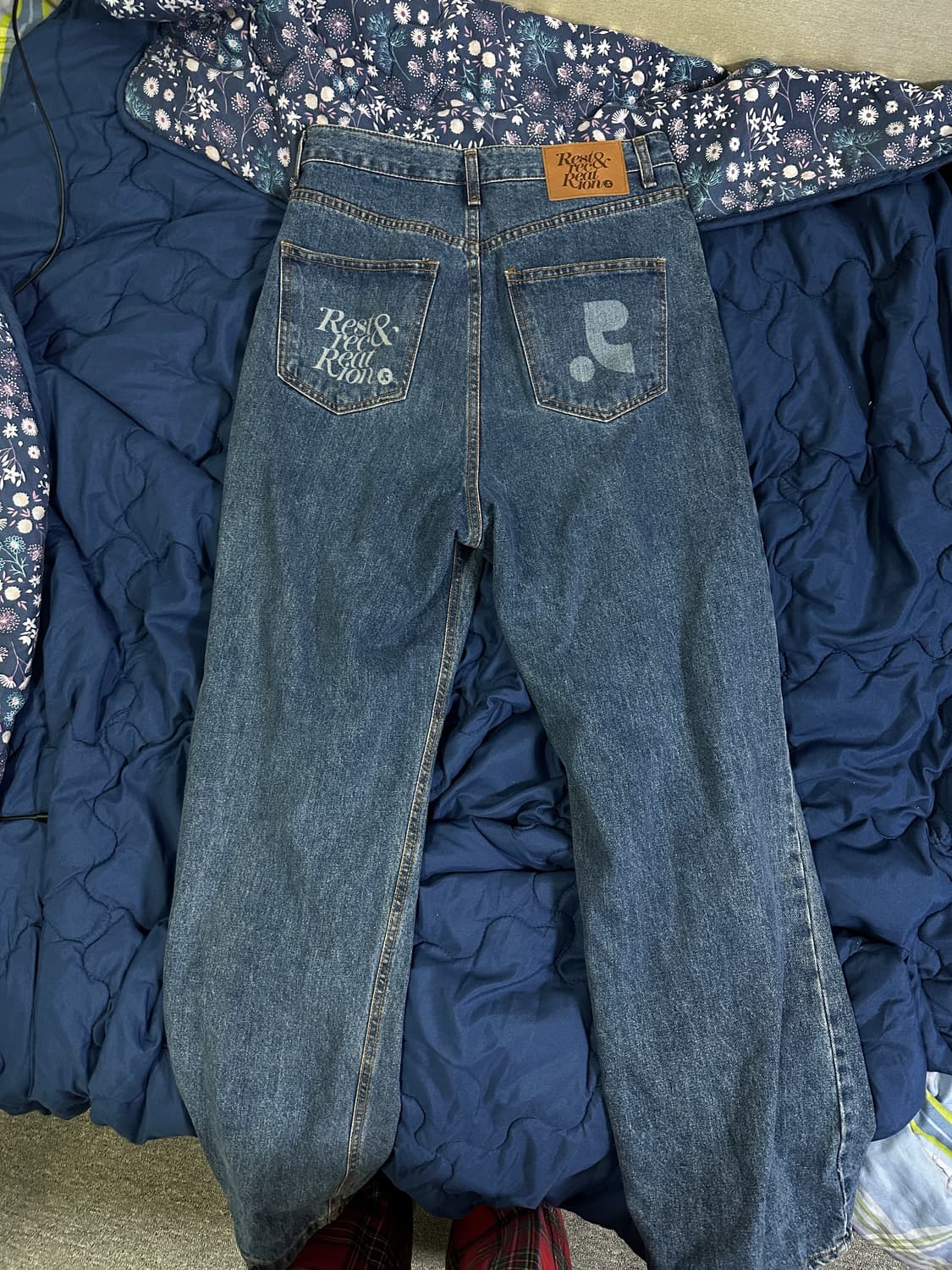 rest&recreation RR logo wide jeans blue 상품이미지3
