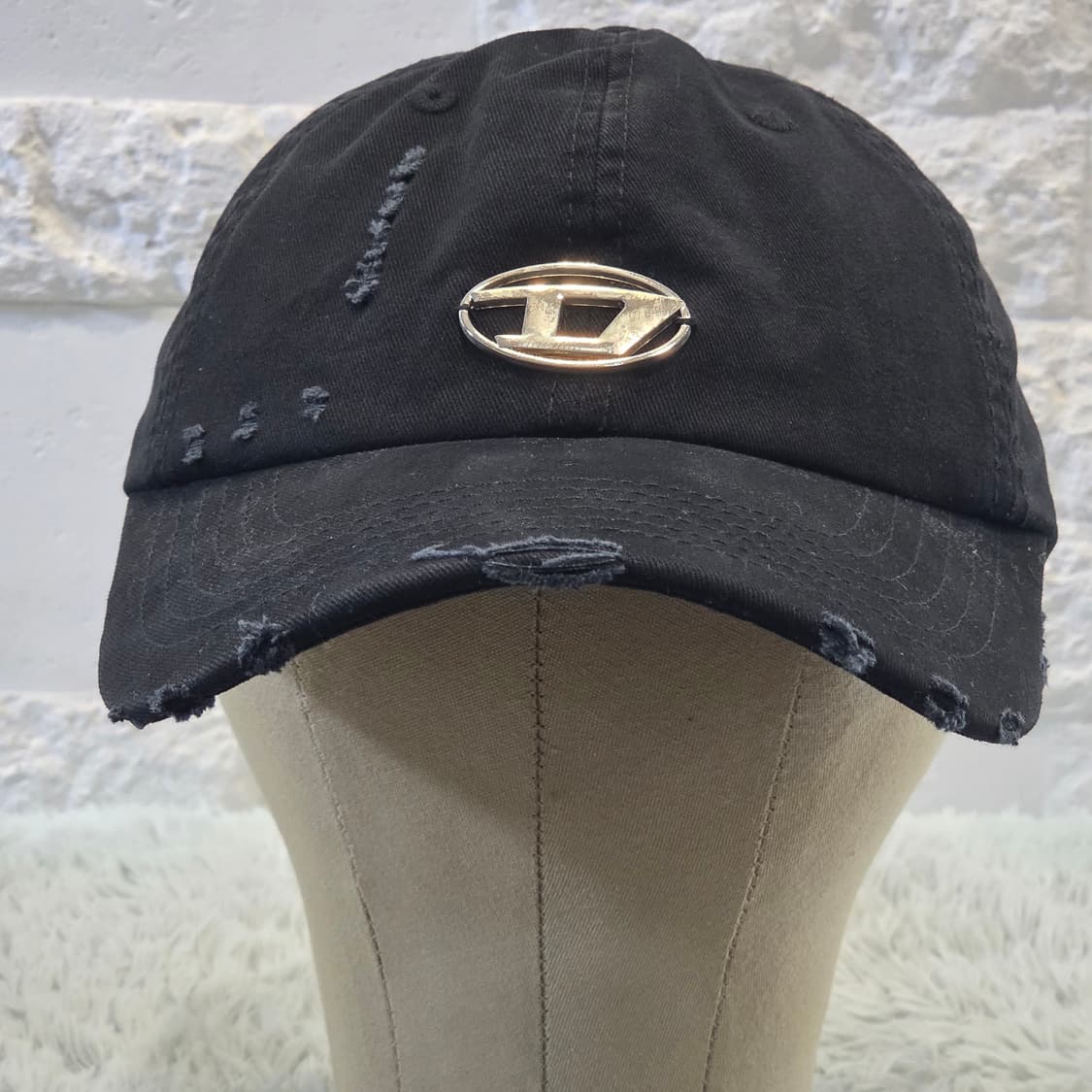 L8-8:HSH 메탈 로고빈티지 디스트로이드 블랙 볼캡(약56-59cm) 상품이미지2