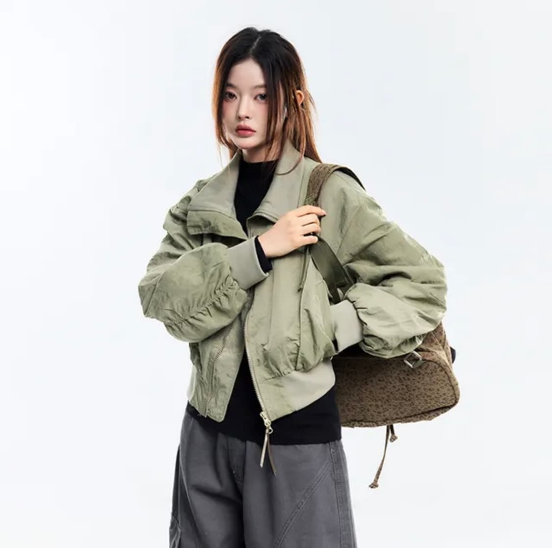 오사와 와일드 밴딩 숏 봄버 자켓 카키 상품이미지2