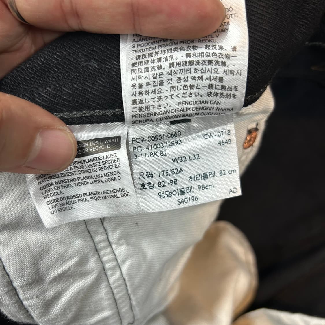 32inch) 리바이스 501 버튼플라이 흑청 블랙 데님 청바지 상품이미지8