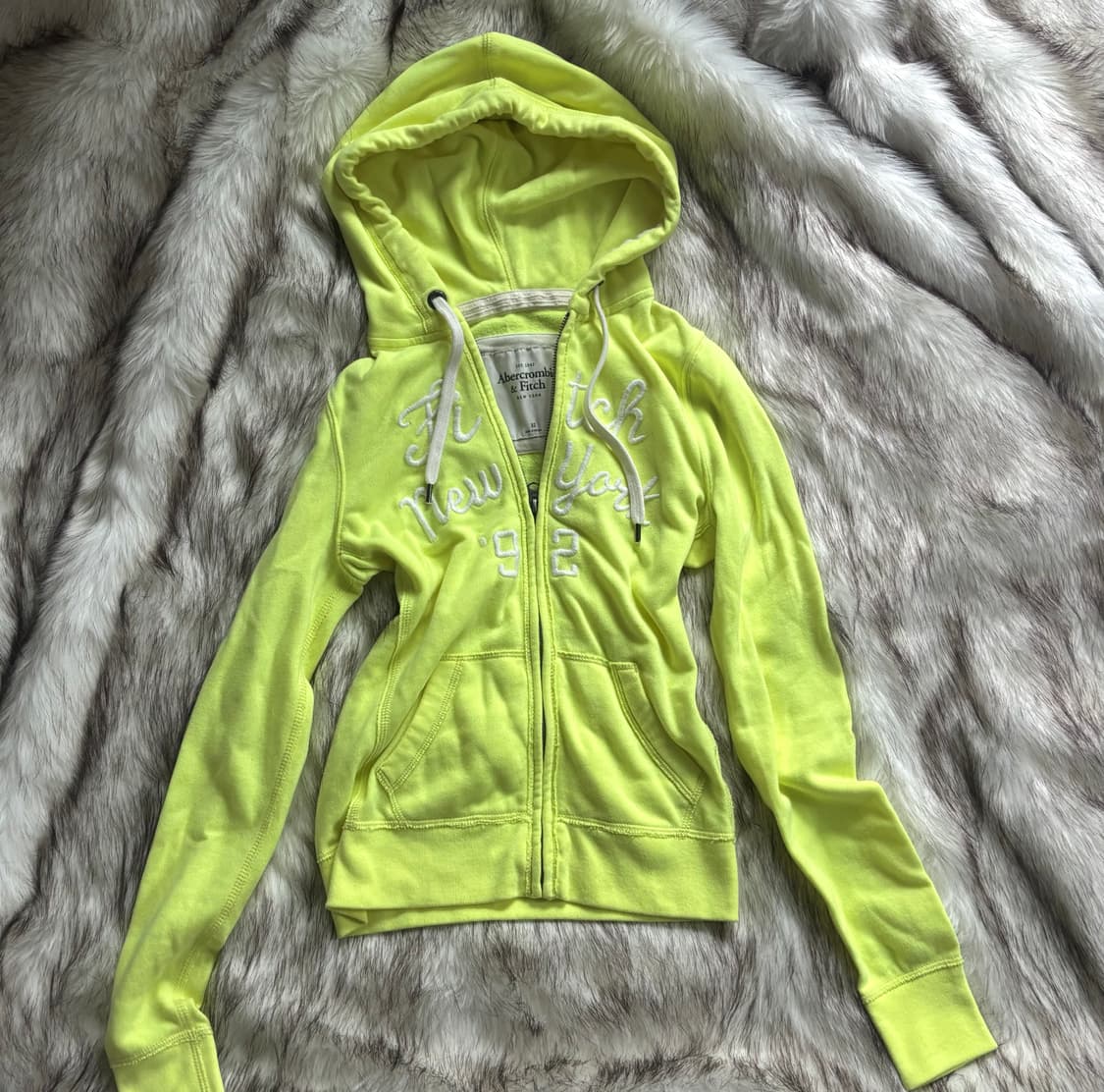 빈티지 아베크롬비 라임 그린 딱붙 후드집업 상품이미지1