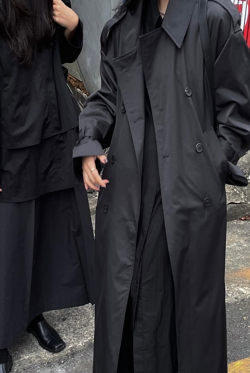 트리밍버드 더블 롱 트렌치 코트 [차콜 블랙] 상품이미지3