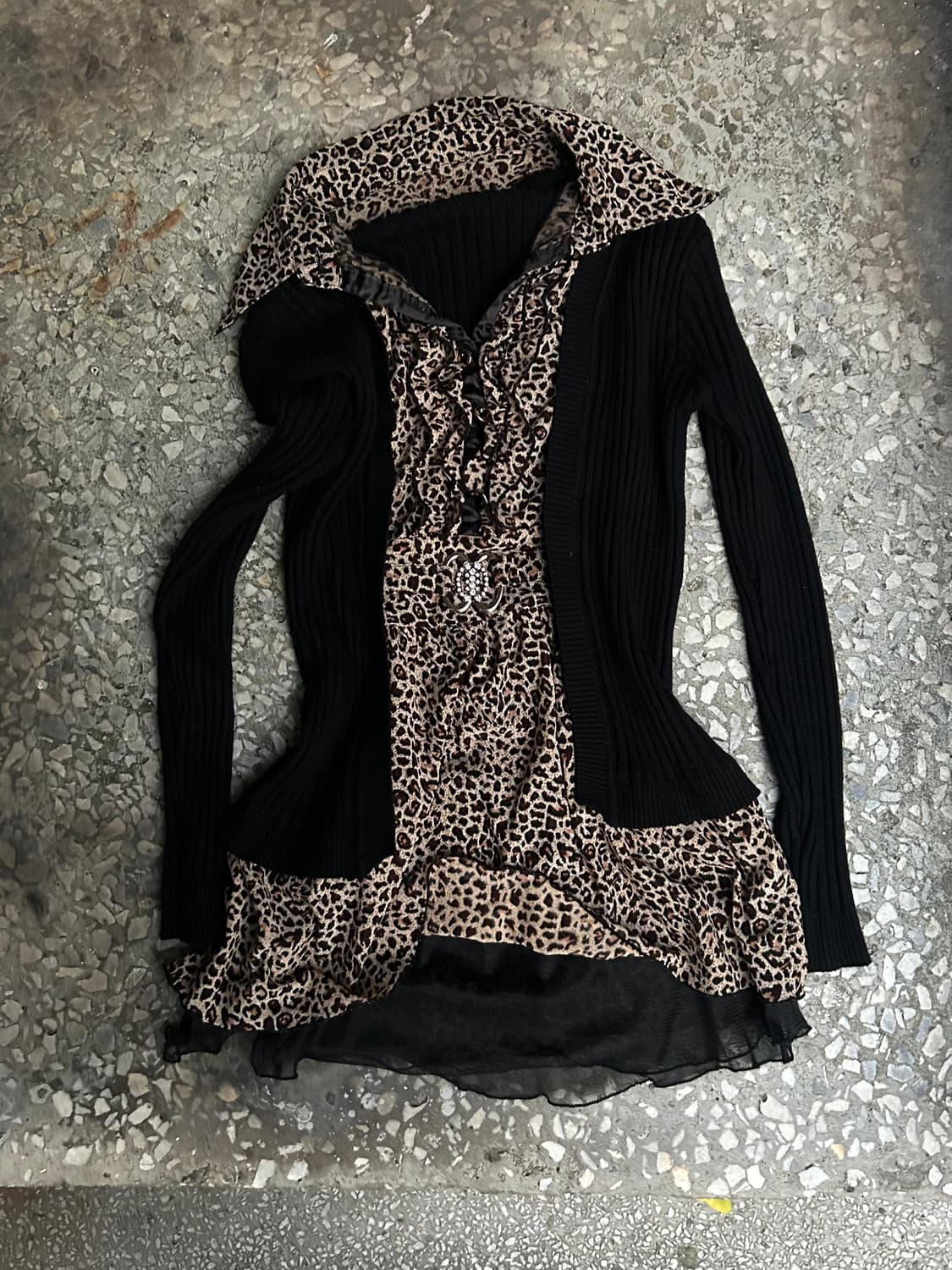 *rare* 2000s VTG 레오파드 갸루 버클 탑  상품이미지4