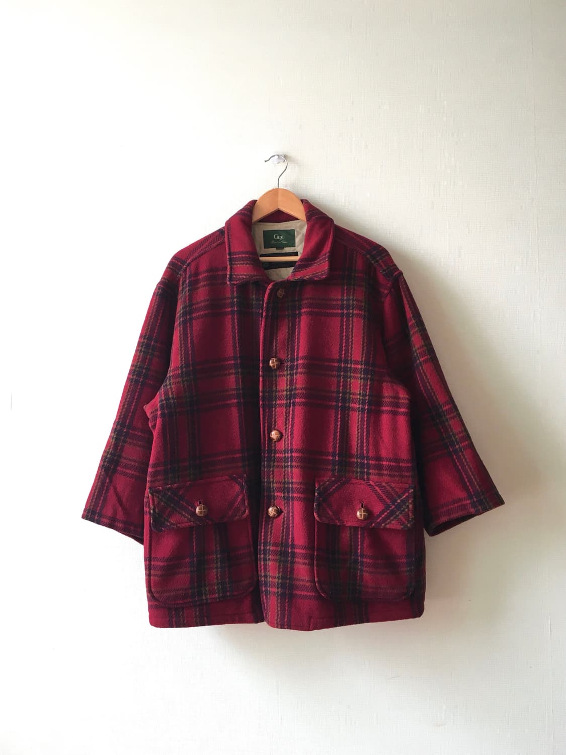 체크 버튼 하프 울코트 상품이미지1