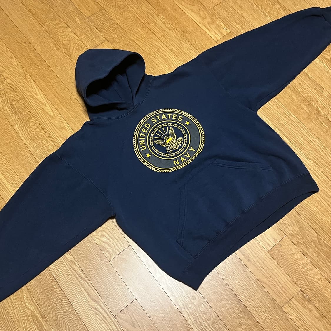 [L] 00s USA 빈티지 Navy 후드티 상품이미지2