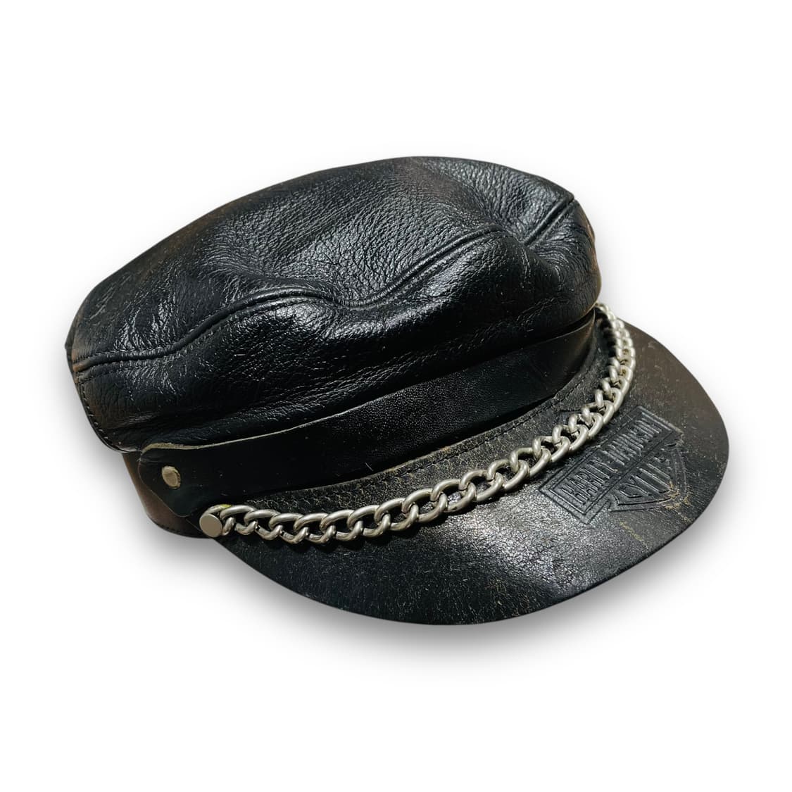 할리데이비슨 90s 가죽 바이커 체인 마도로스캡 상품이미지1