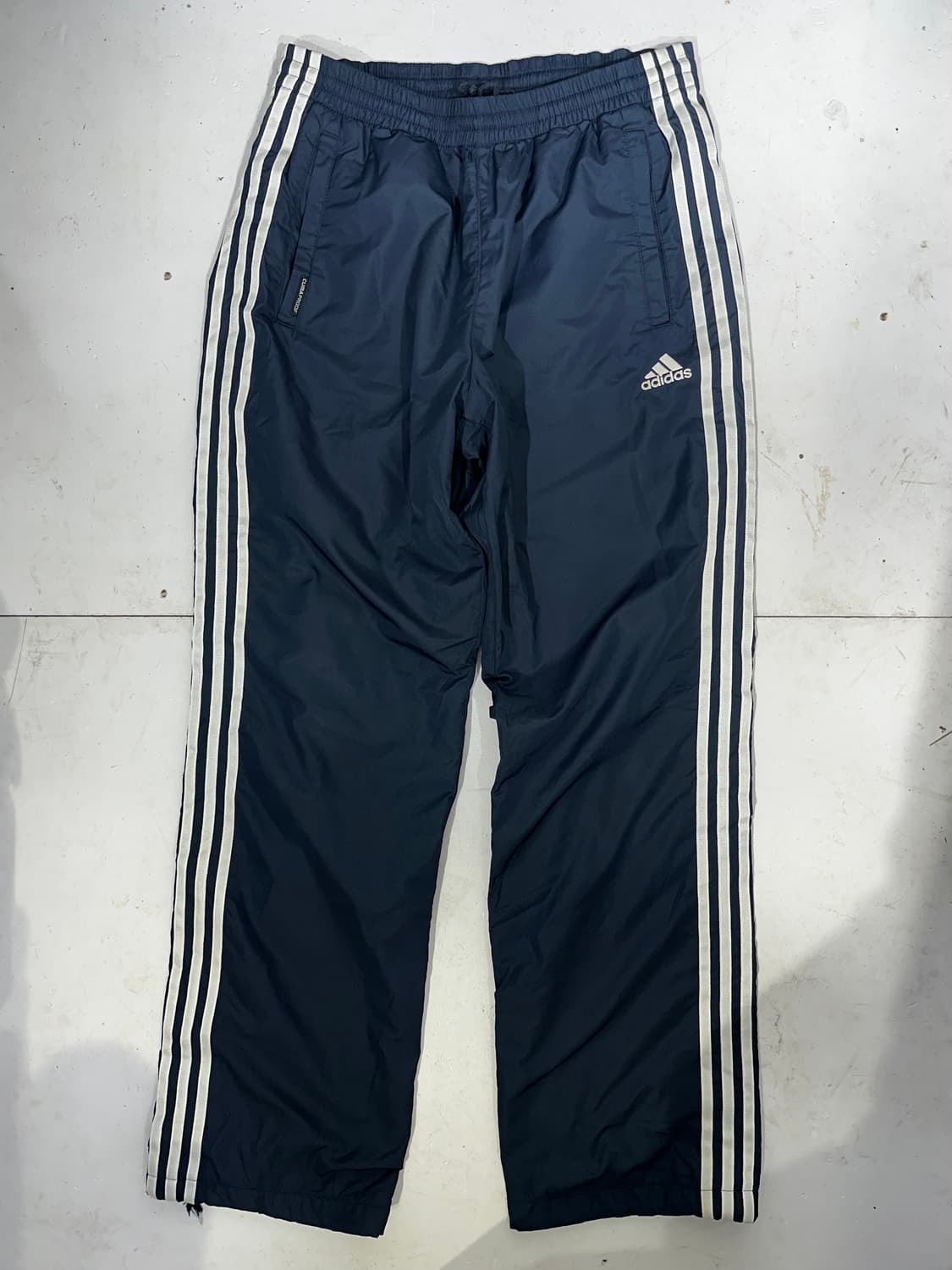 아디다스 네이비 그레이 삼선 와이드 트랙 팬츠 L 상품이미지4
