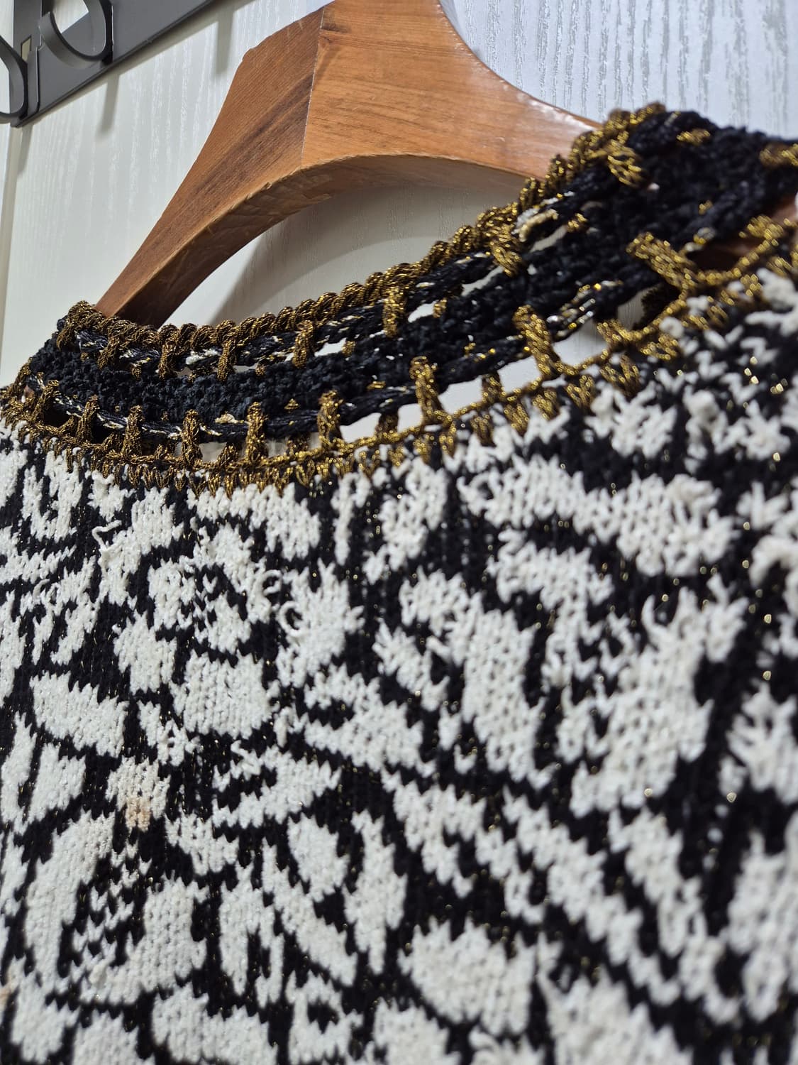 블랙/화이트 패턴 니트 가디건자켓 상품이미지7