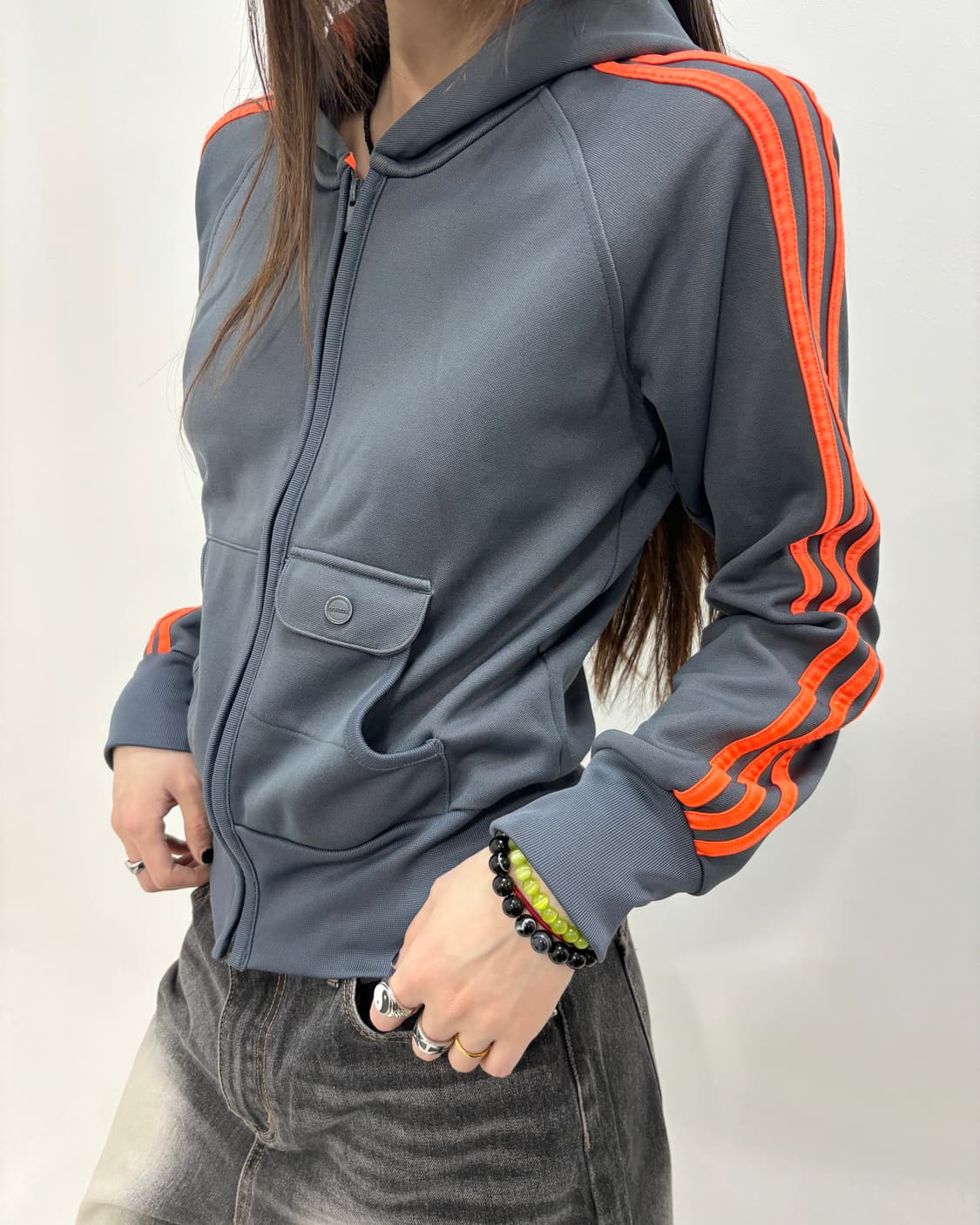 90s올드스쿨 아디 챠콜 주황후드져지 상품이미지1