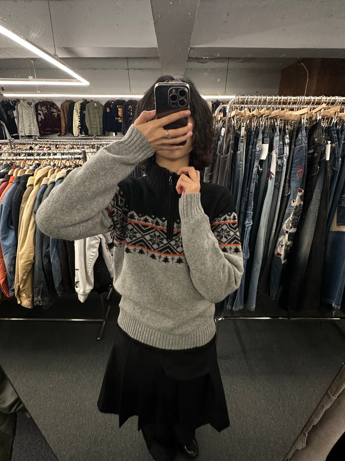 M)빈티지 노르딕 울 하프집 스웨터 상품이미지2