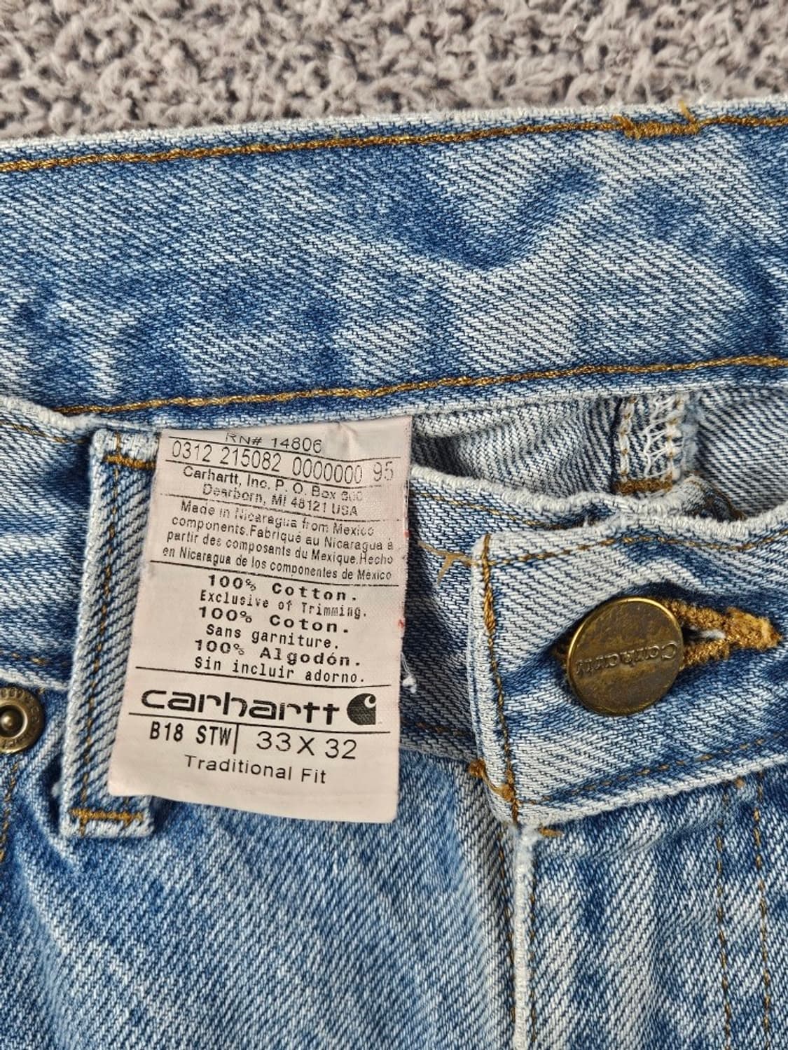 칼하트 B18 데님 워크 팬츠 ( 33X32 ) / 11058 상품이미지7