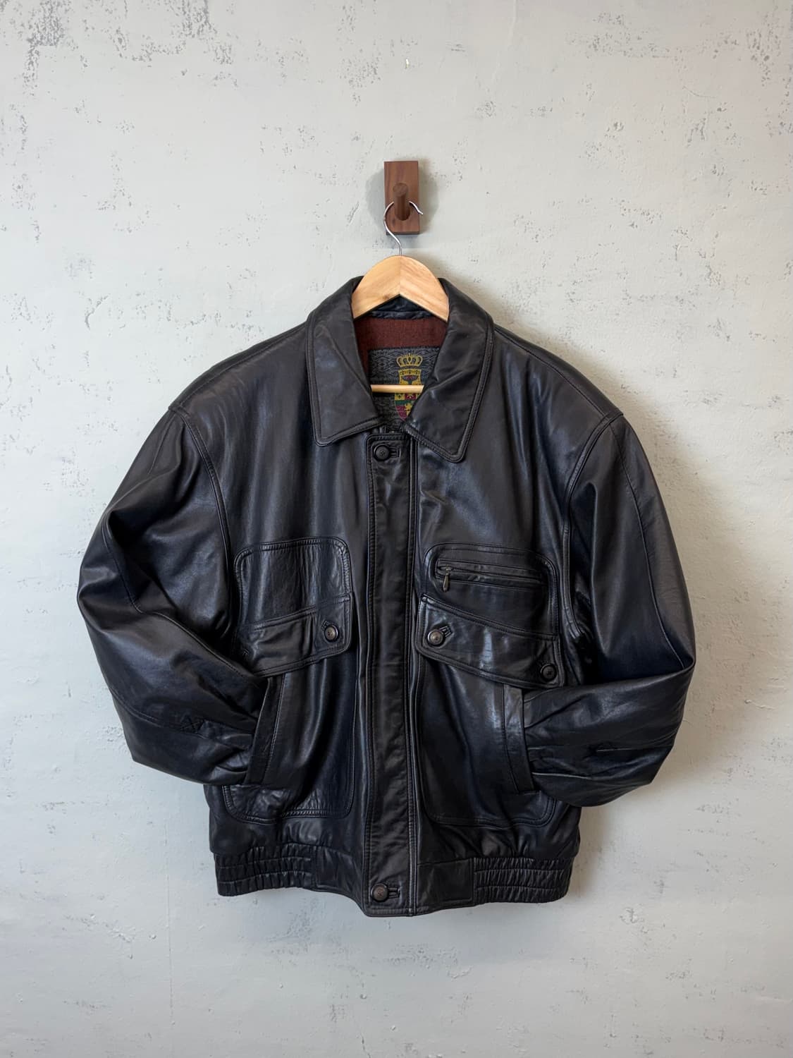 빈티지 양가죽 포켓 레더 봄버 자켓 상품이미지1