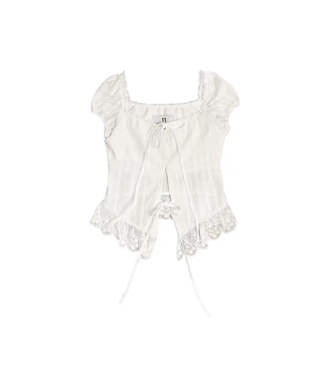 뉴얼린 블라우스 Rose lace button short-sleeves  상품이미지2