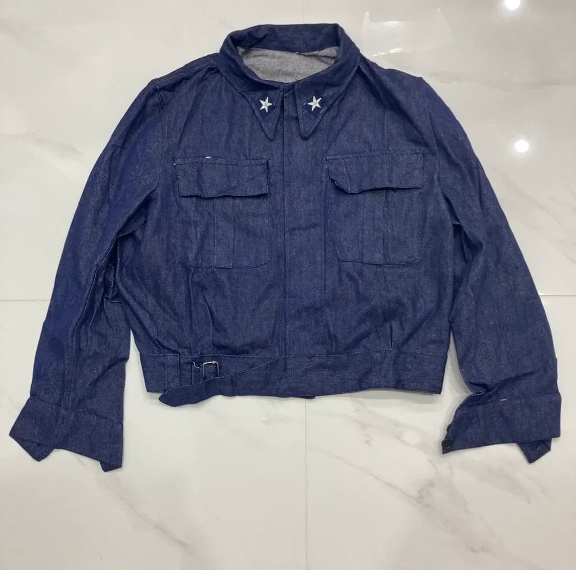 70s Italian navy 데님 배틀드레스 자켓 상품이미지1