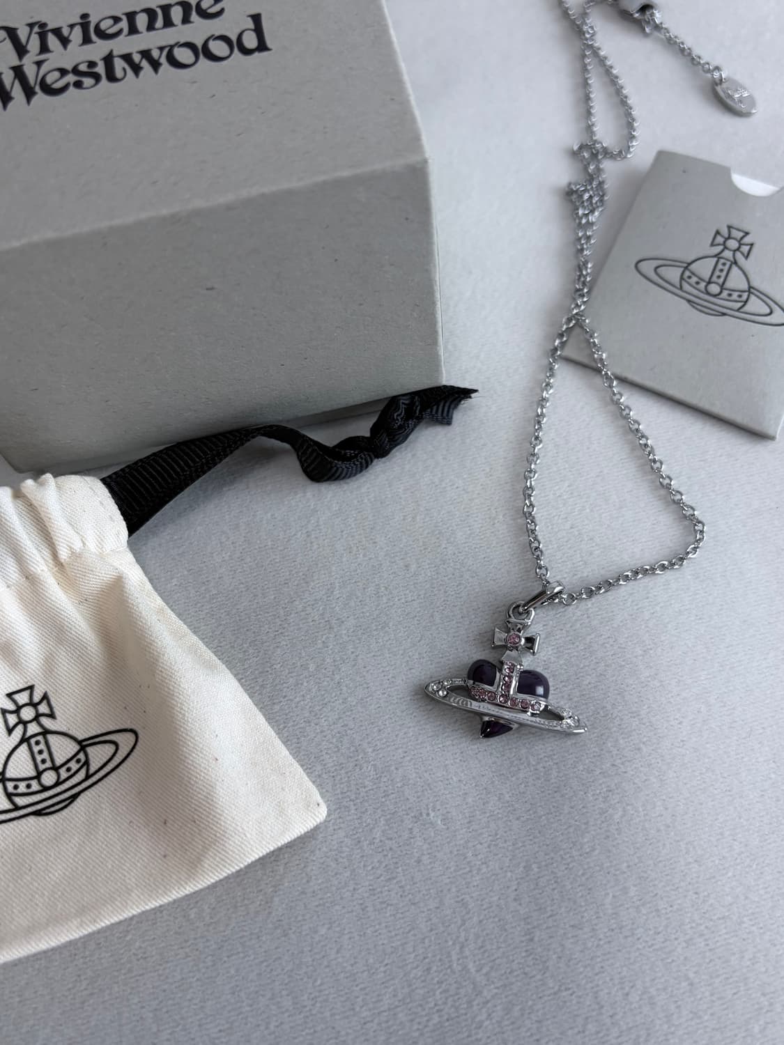 비비안웨스트우드 디아망떼 보라 하트 퍼플 목걸이 상품이미지3