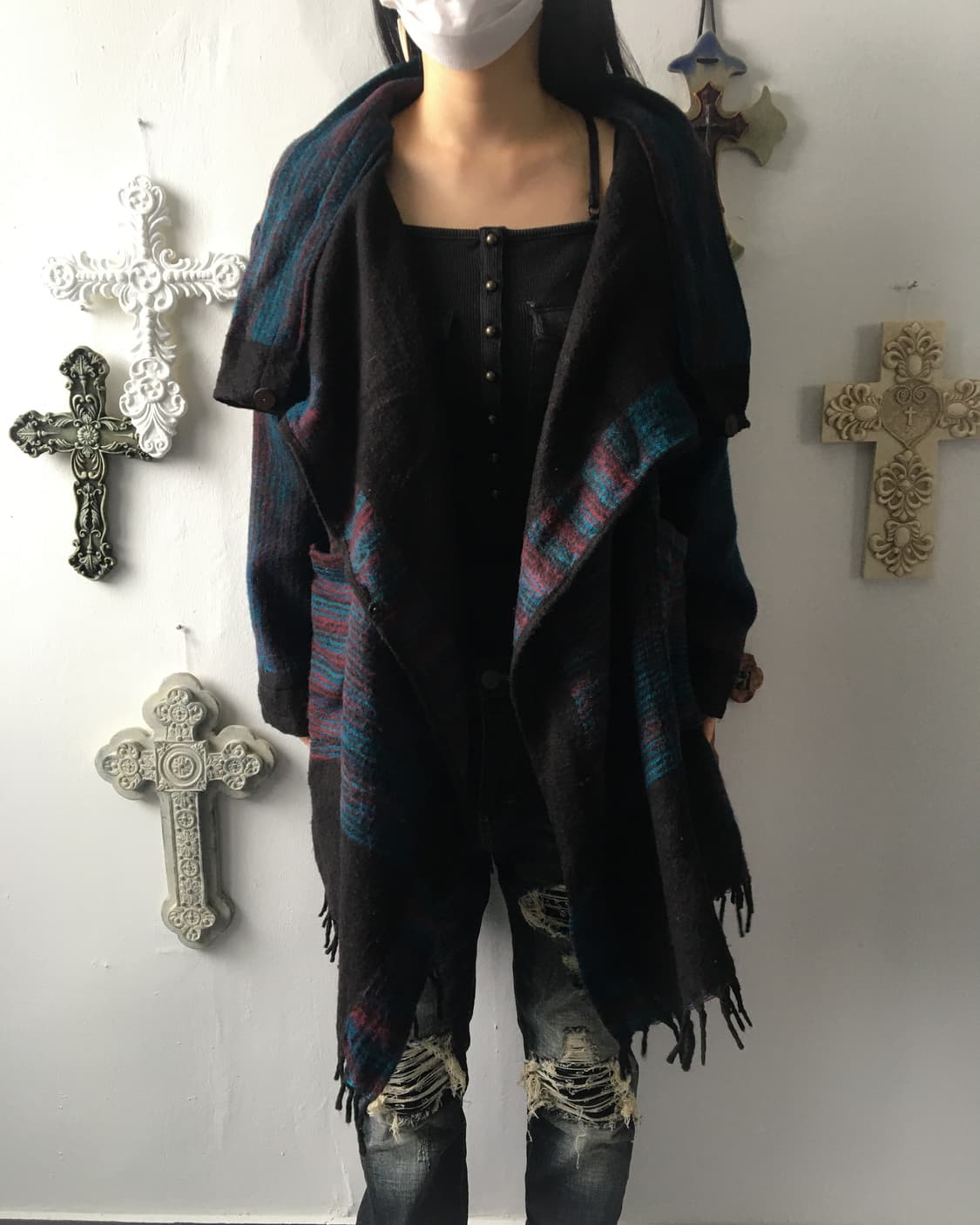 Fringe pattern point high neck caridgan 상품이미지6