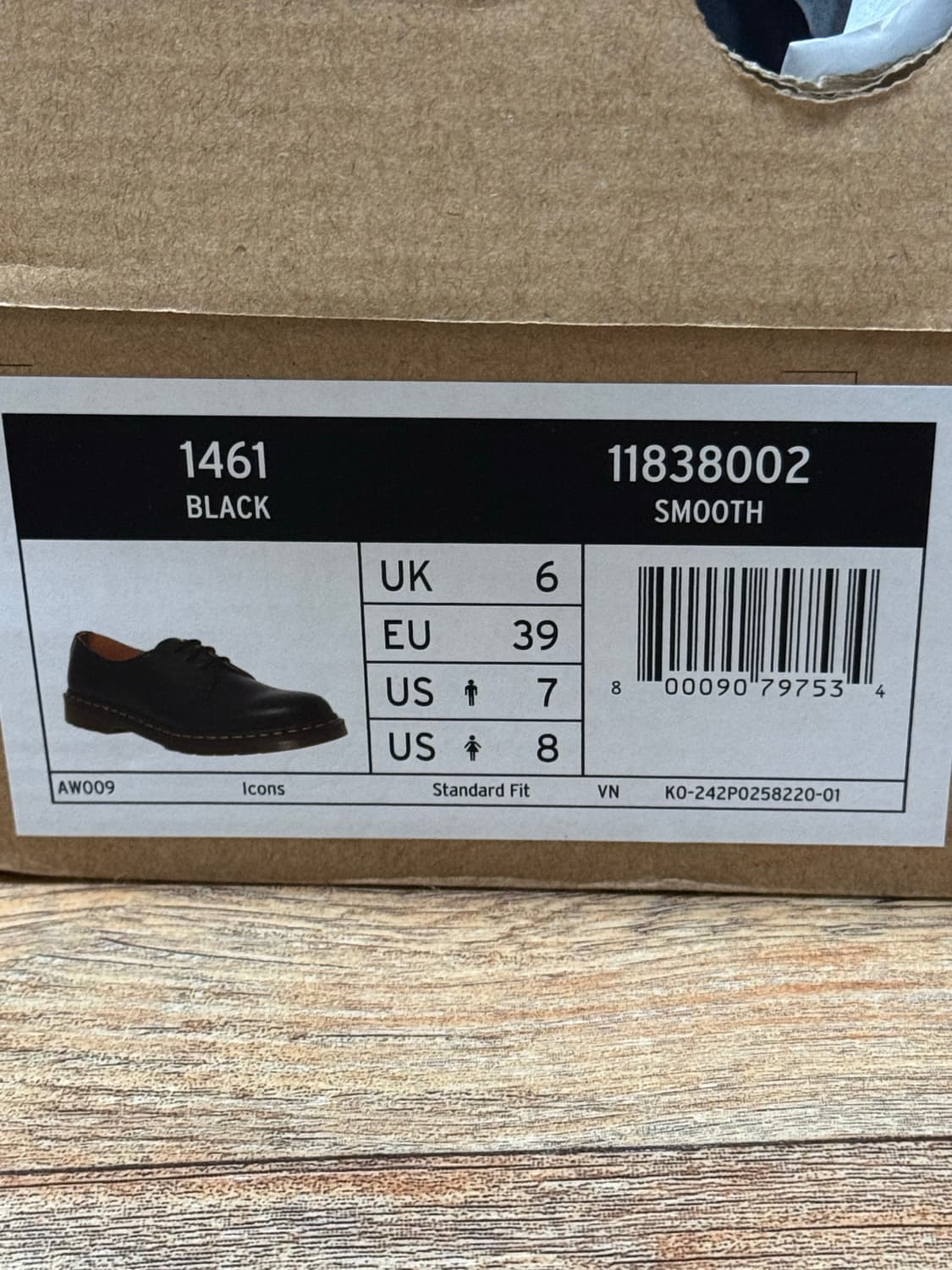 닥터마틴 1461 스무스 블랙 (250) 상품이미지5