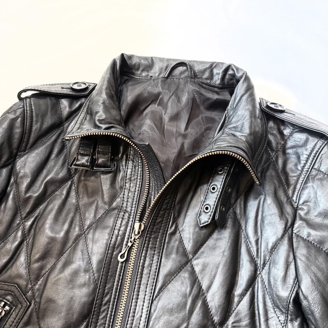 MALE&CO - 하이넥 레더 자켓 상품이미지3