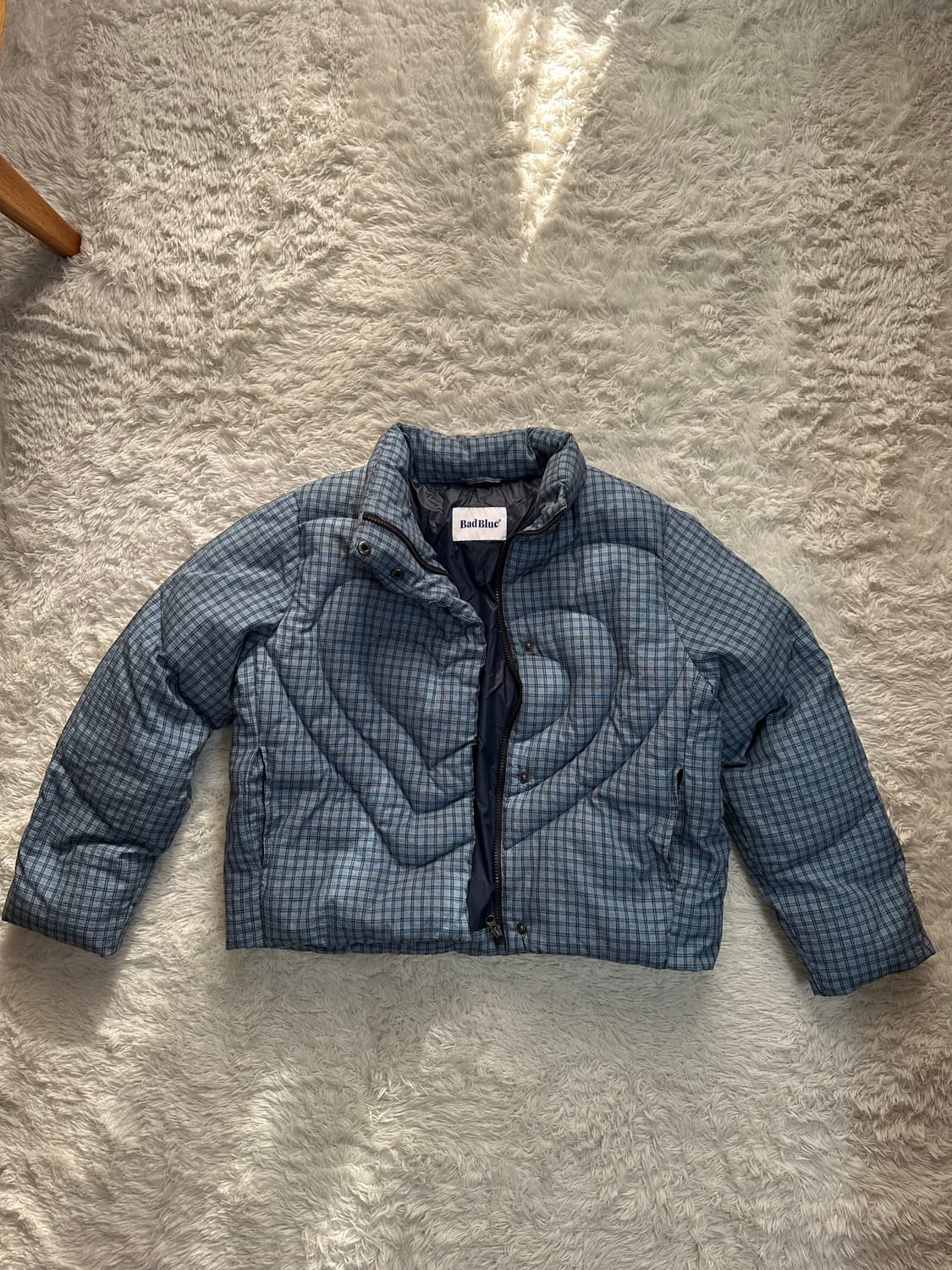BadBlue 하트 푸퍼 자켓 체크 블루 M 상품이미지10