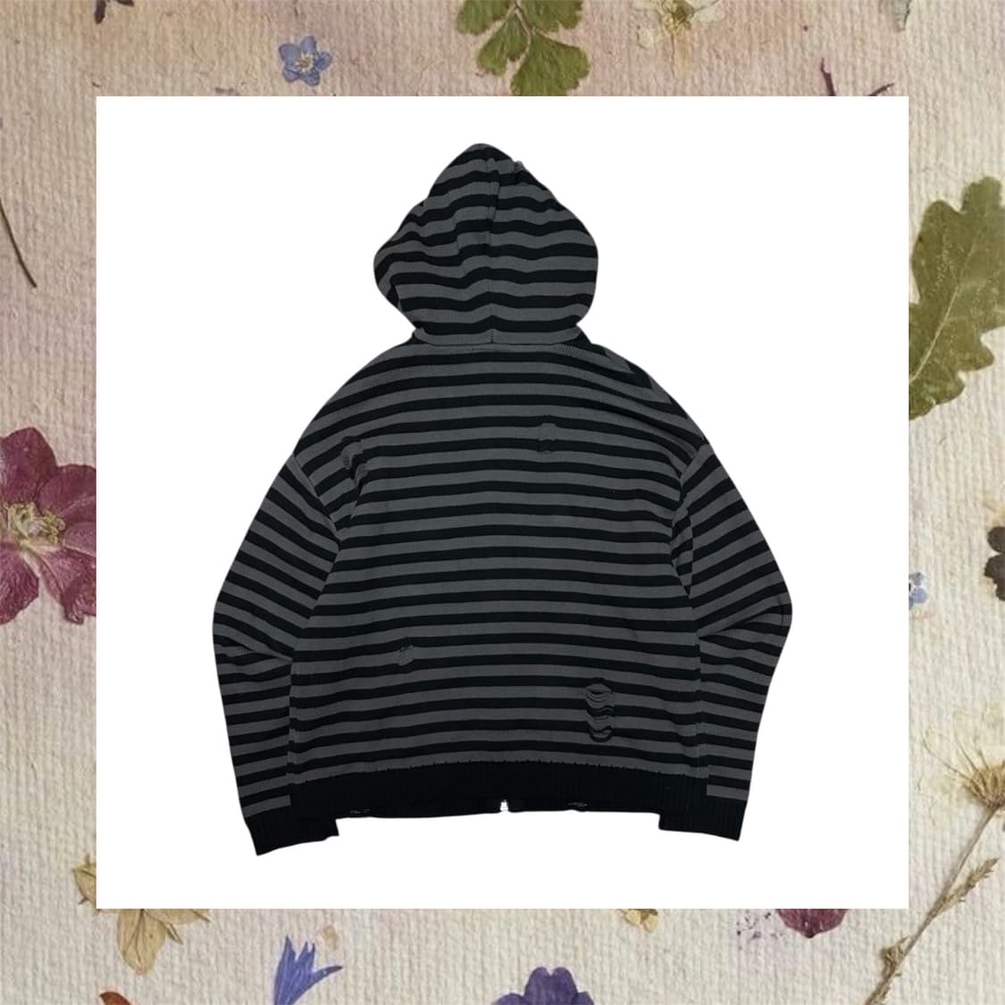 엑스톤즈 데미지 스트라이프 니트 후드집업 상품이미지2