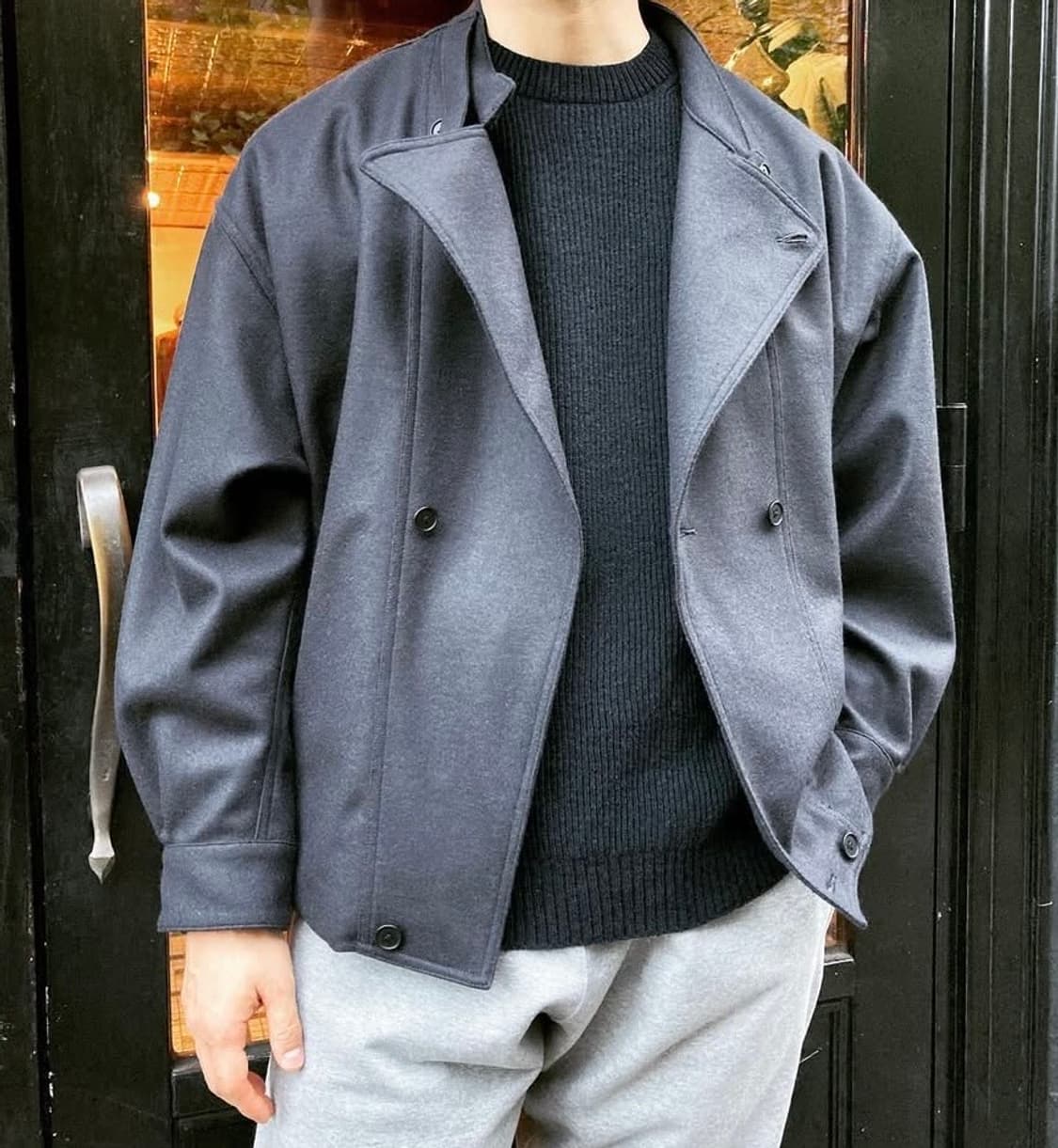 하버색 멜튼 울 모터사이클 자켓 상품이미지7