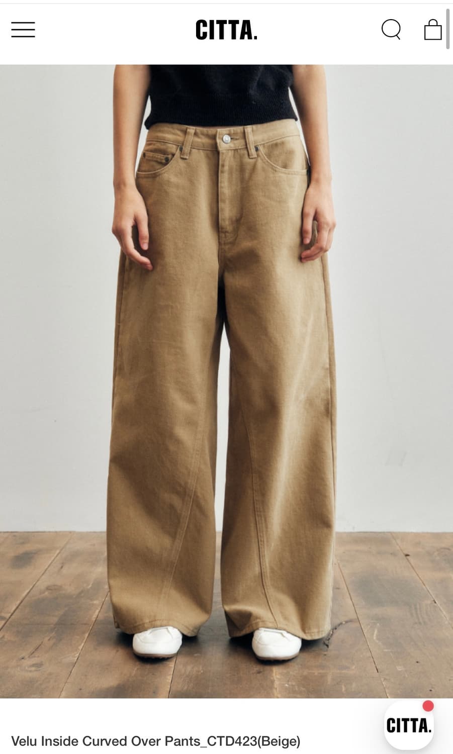 CITTA 벨루어 커브드 오버 팬츠 상품이미지1