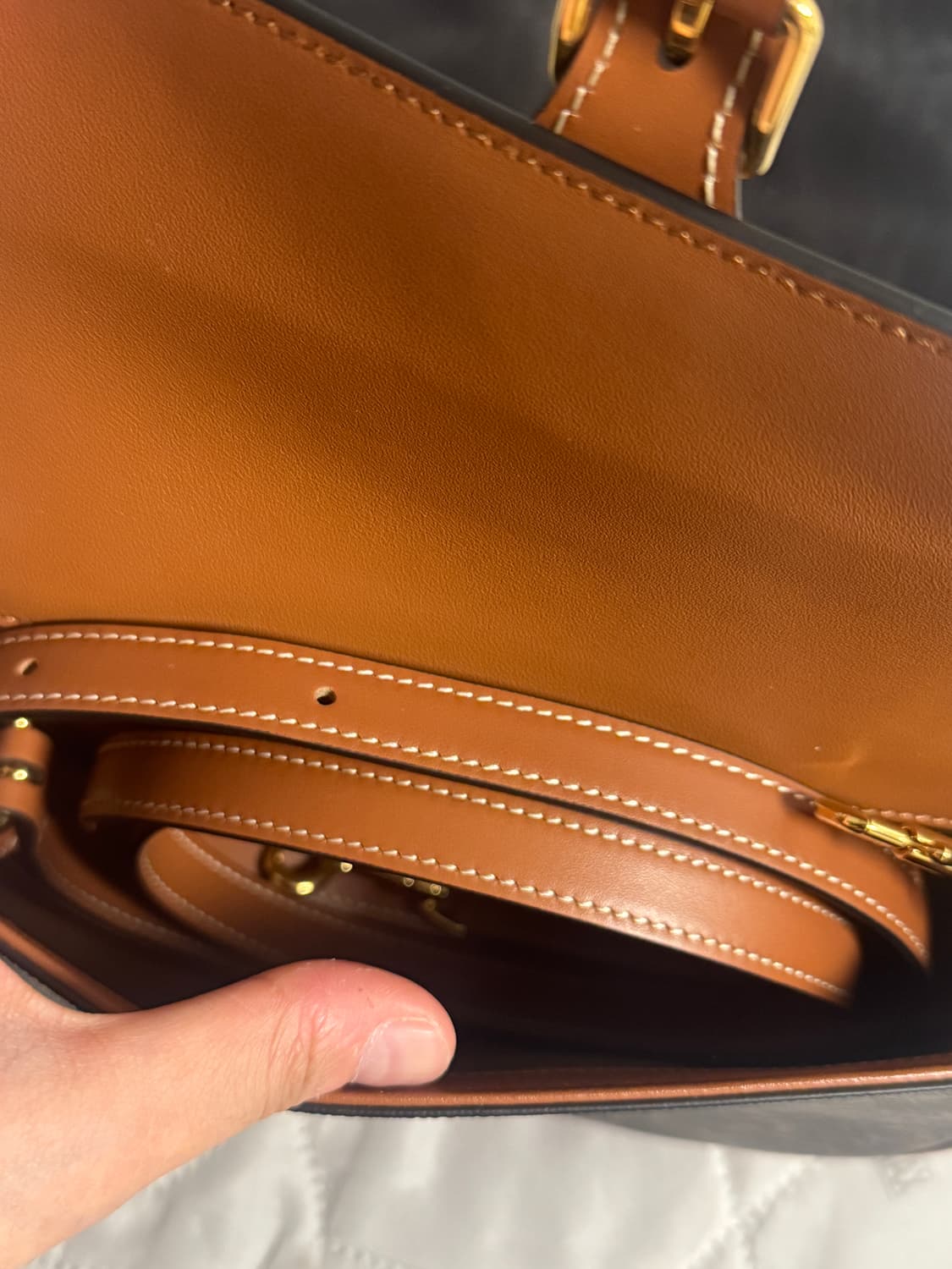 셀린느 폴코 숄더백 트리옹프 캔버스 & 카프스킨 탠 상품이미지3