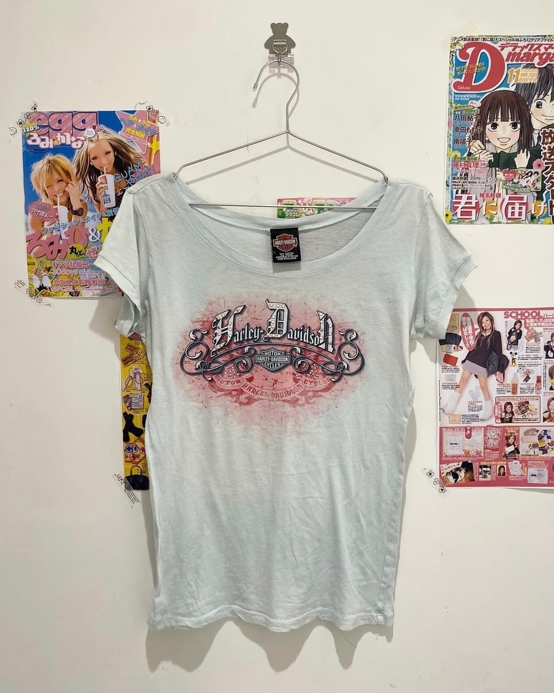 Printed Sky Blue Slim Short Sleeve Tee 상품이미지1